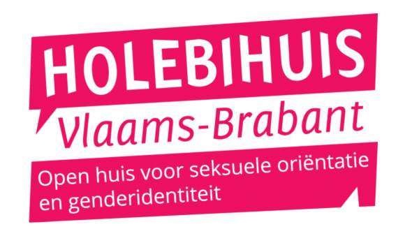 Het roze logo van het Holebihuis op een witte achtergrond.